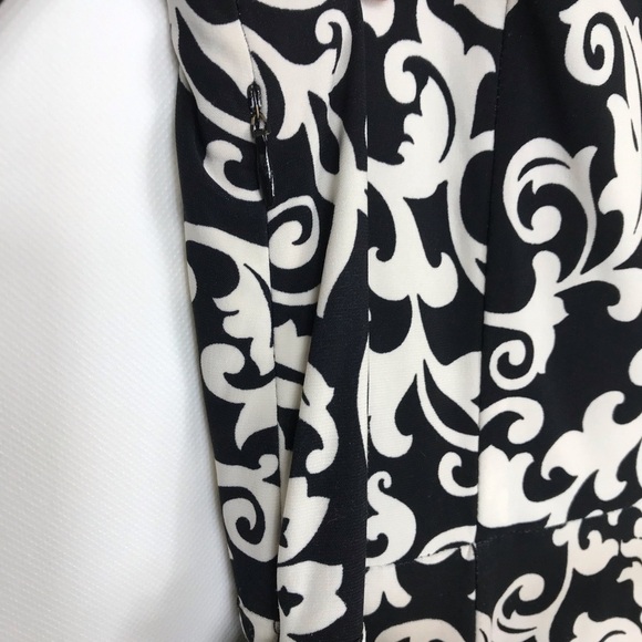 Jones Studio Black and White Belted Swing Midi Dress size 6 - Picture 5 of 7